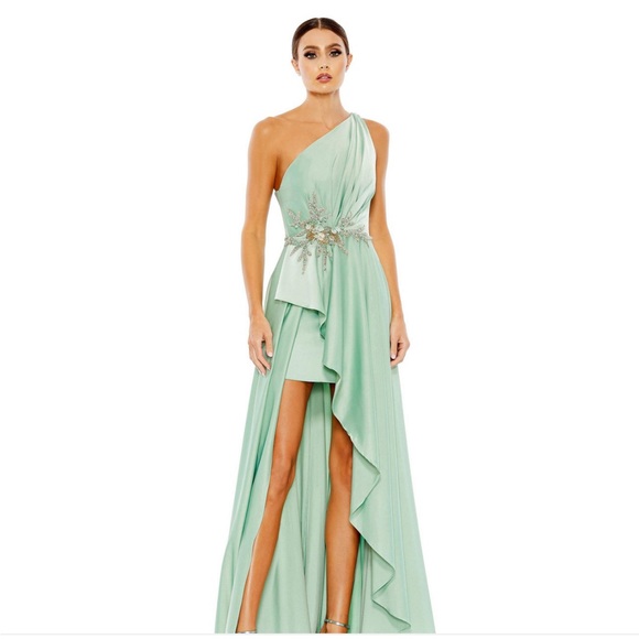 Mac Duggal Embellished One Shoulder High-Low Gown